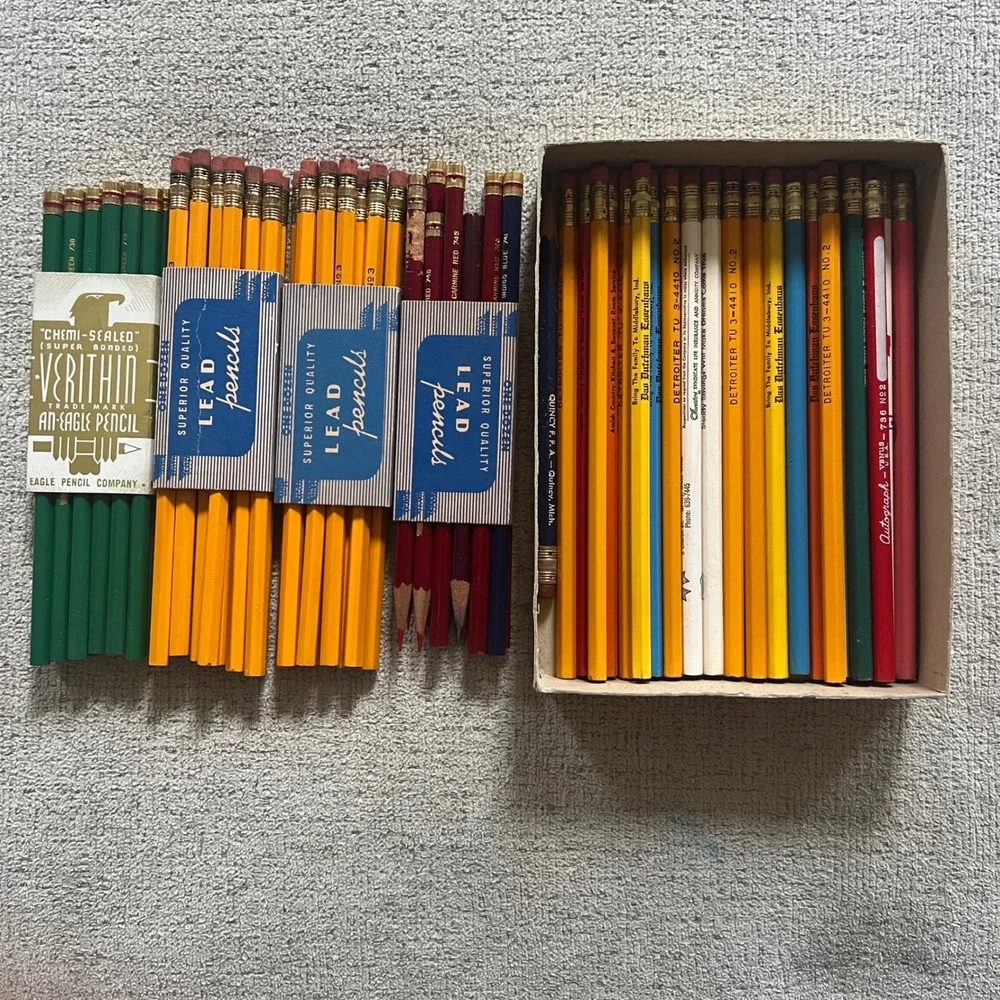 Vintage Eagle Verithin Pencils & Advertising Pencil Lot Mixed Brands Unused 60pc